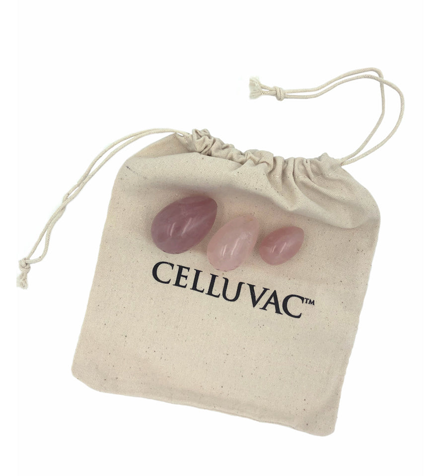 Celluvac Rose Quartz Yoni Eggs in Bag