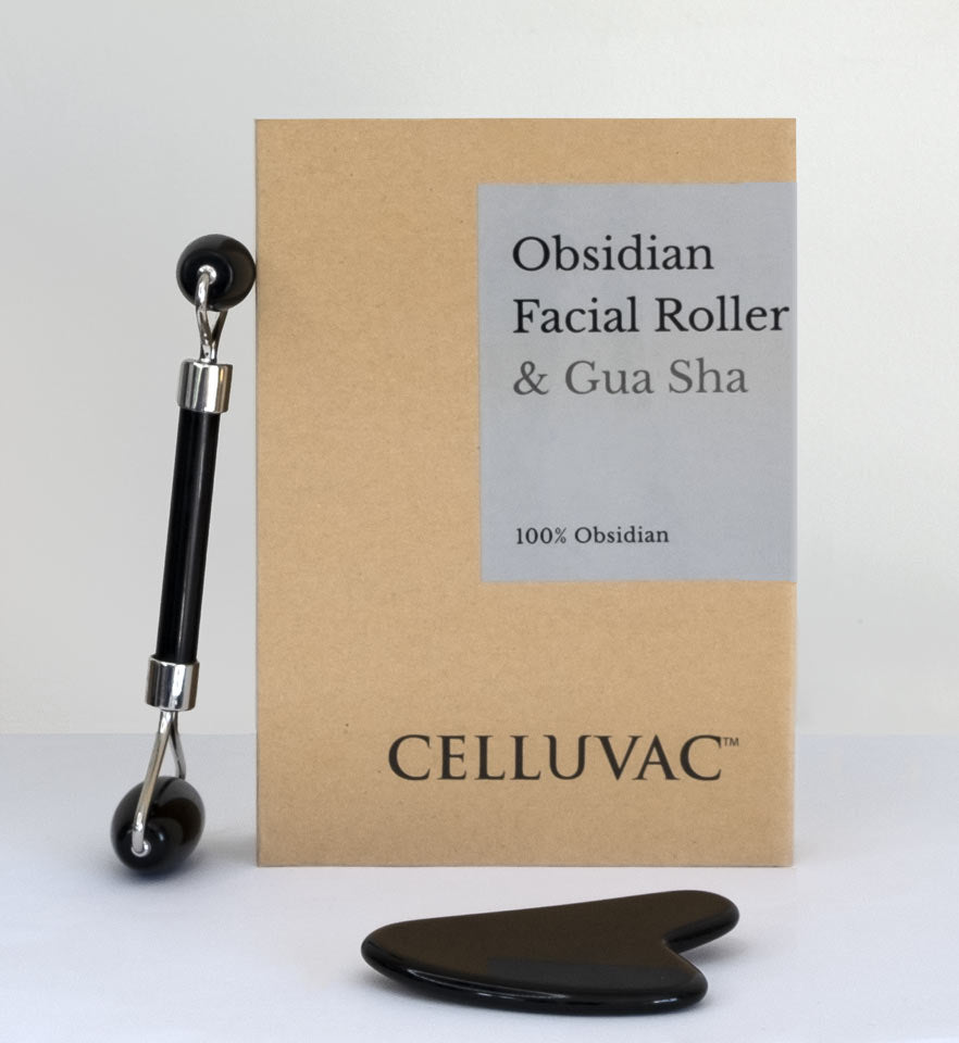 Celluvac Obsidian Facial Roller & Gua Sha
